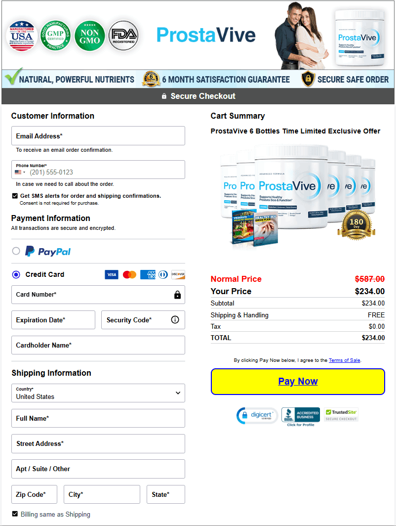 ProstaVive order page